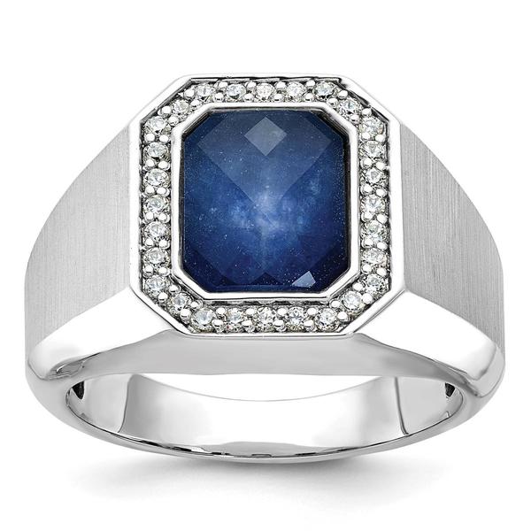 Mens Gentlemens Classics(tm) 14kt. White Gold Sapphire Doublet Ring