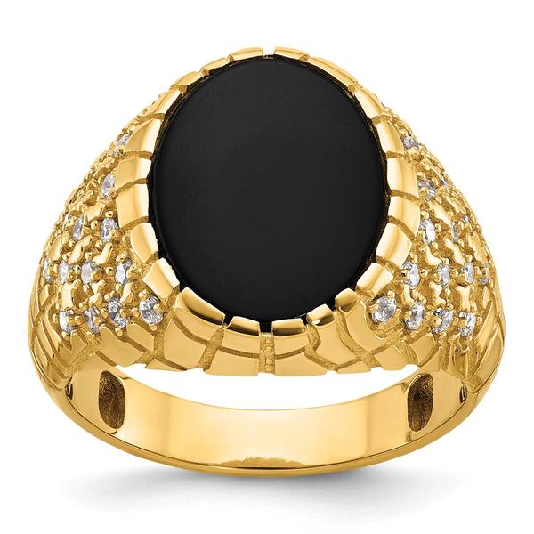 Mens Gentlemens Classics(tm) 14kt. Gold Onyx & 1/2ctw. Diamond Ring