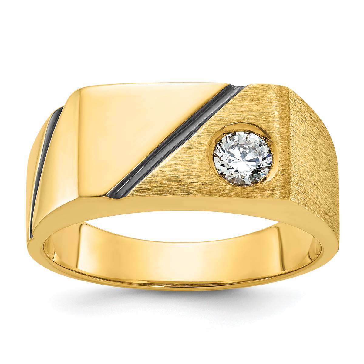 Mens Diamond Classics(tm) 10kt. Gold Rhodium Stripe Diamond Ring