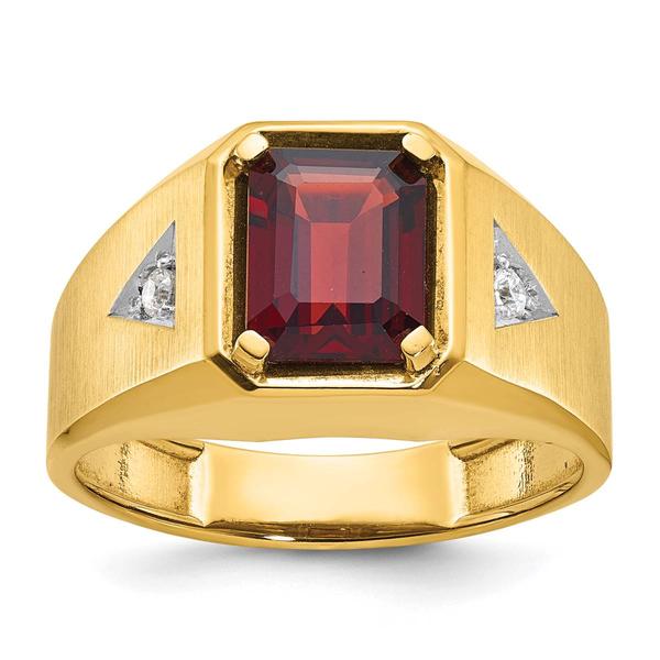 Mens Gentlemens Classics(tm) 14kt. Gold Garnet & Diamond Ring