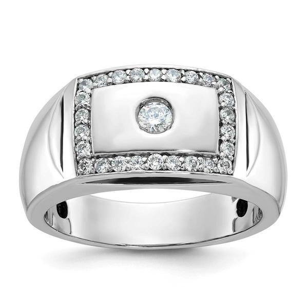 Mens Diamond Classics(tm)10kt. White Gold Square Rimmed Diamond Ring