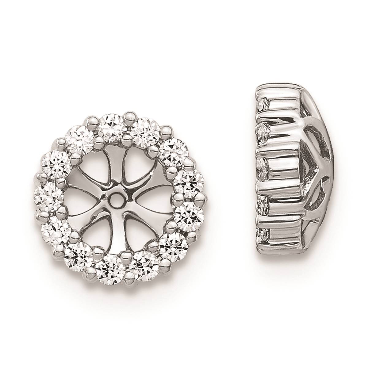 Pure Fire 14kt. White Gold 4.25mm Diamond Round Earring Jackets