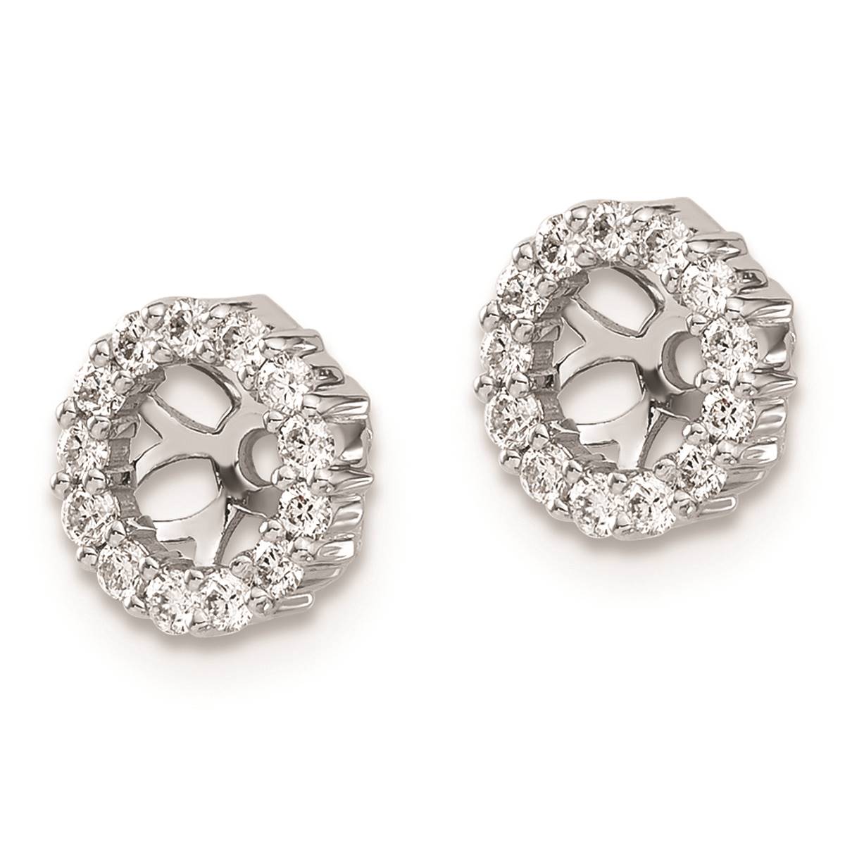 Pure Fire 14kt. White Gold 4.25mm Diamond Round Earring Jackets