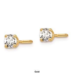Pure Fire 14kt. Gold 1/4ctw. Diamond 4-Prong Screw Earrings alternate view