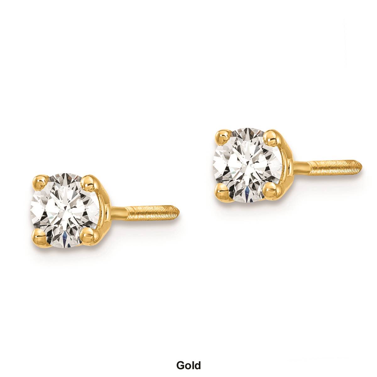 Pure Fire 14kt Gold 1/2ctw. Certified Diamond Screw Back Earrings