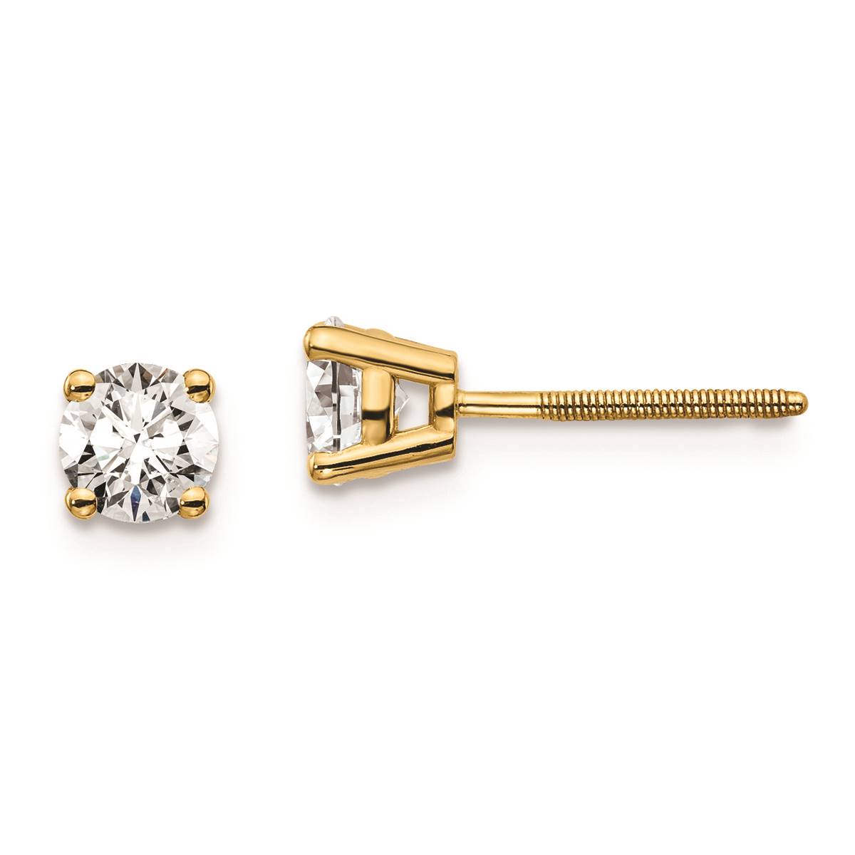 Pure Fire 14kt. Gold 2/3ctw. 4-Prong Diamond Screw-Back Earrings