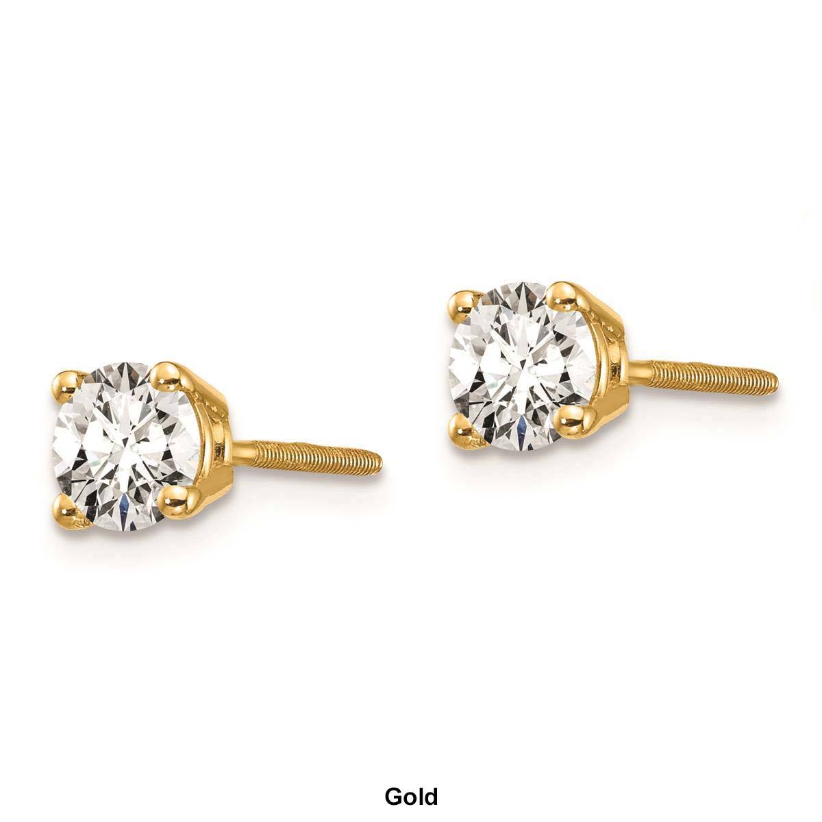 Pure Fire 14kt. Gold 2/3ctw. 4-Prong Diamond Screw-Back Earrings