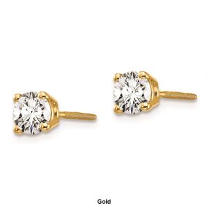 Pure Fire 14kt. Gold 2/3ctw. Diamond Screw-Back 4-Prong Earrings alternate view