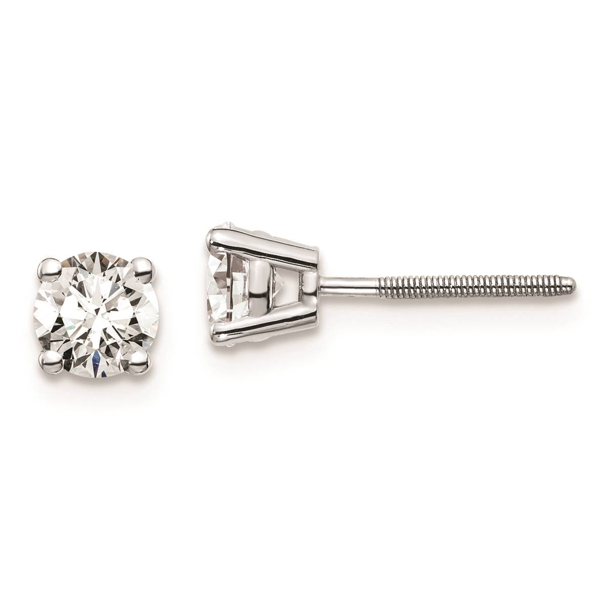 Pure Fire 14kt. White Gold 3/4ctw. 4-Prong Diamond Screw Earrings