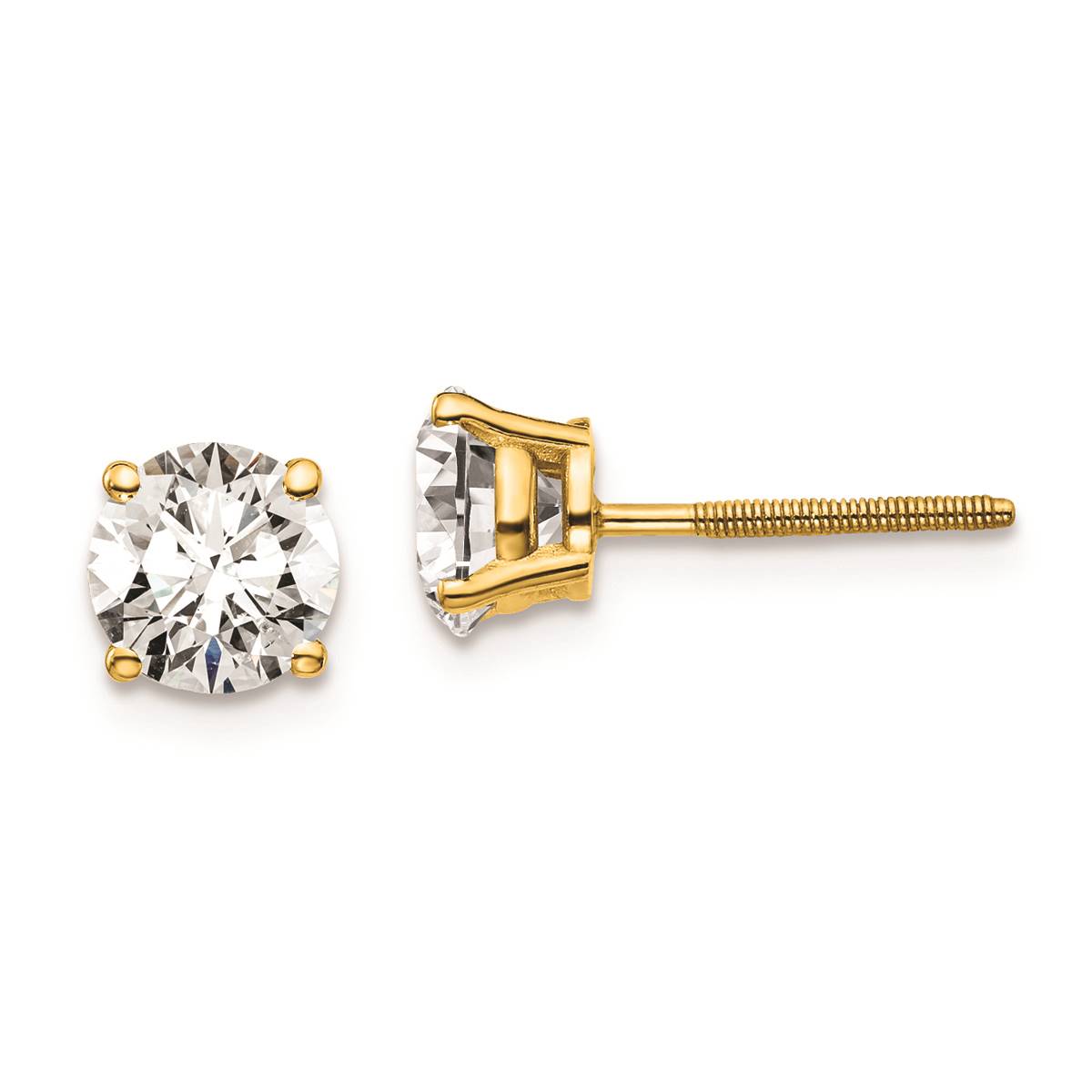 Pure Fire 14kt. Gold 1 1/2ctw 4-Prong Diamond Screw-Back Earrings