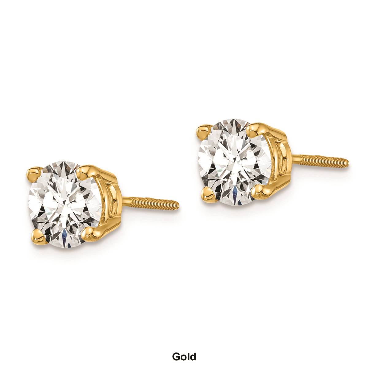 Pure Fire 14kt. Gold 1 1/2ctw 4-Prong Diamond Screw-Back Earrings