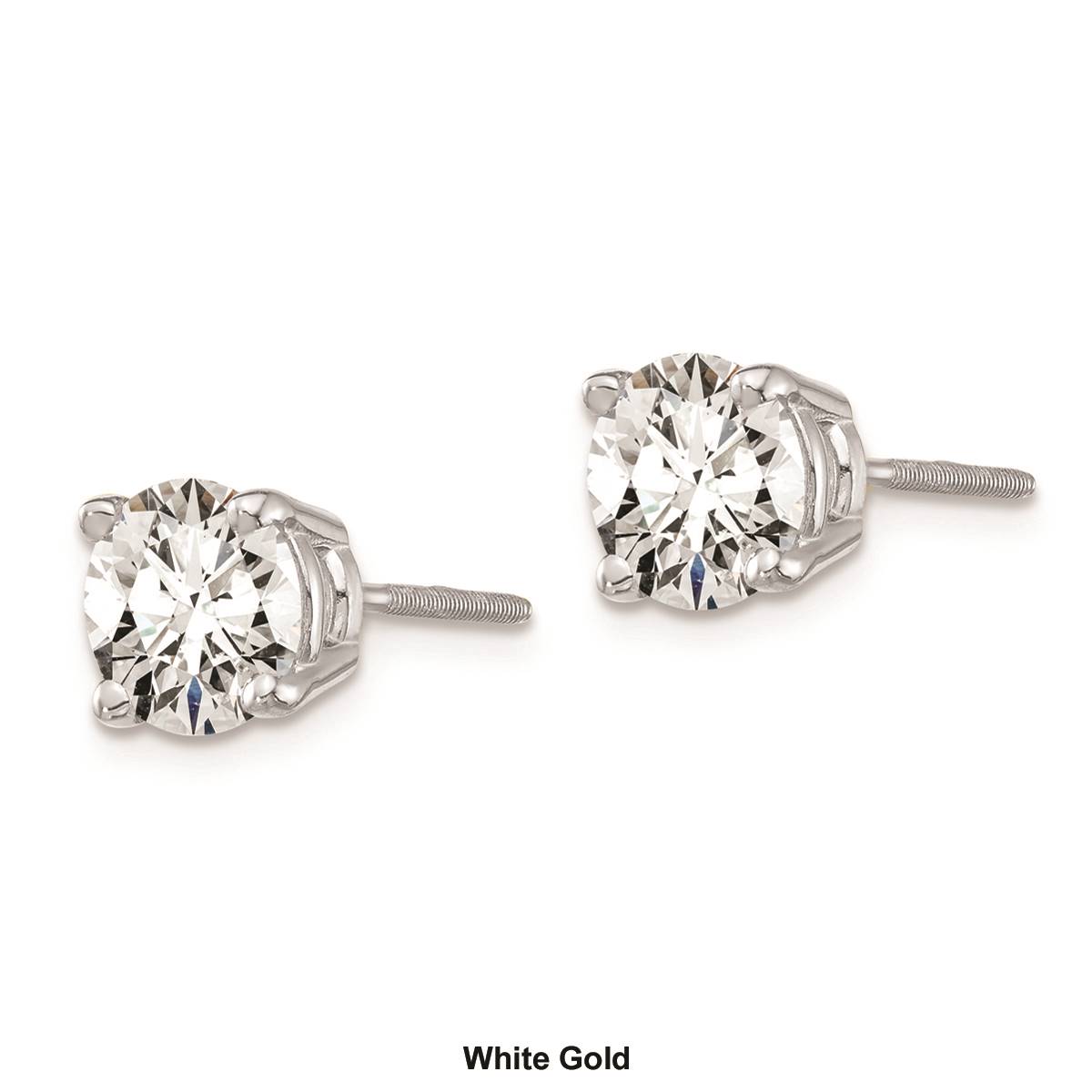 Pure Fire 14kt. Gold 1 1/2ctw 4-Prong Diamond Screw-Back Earrings