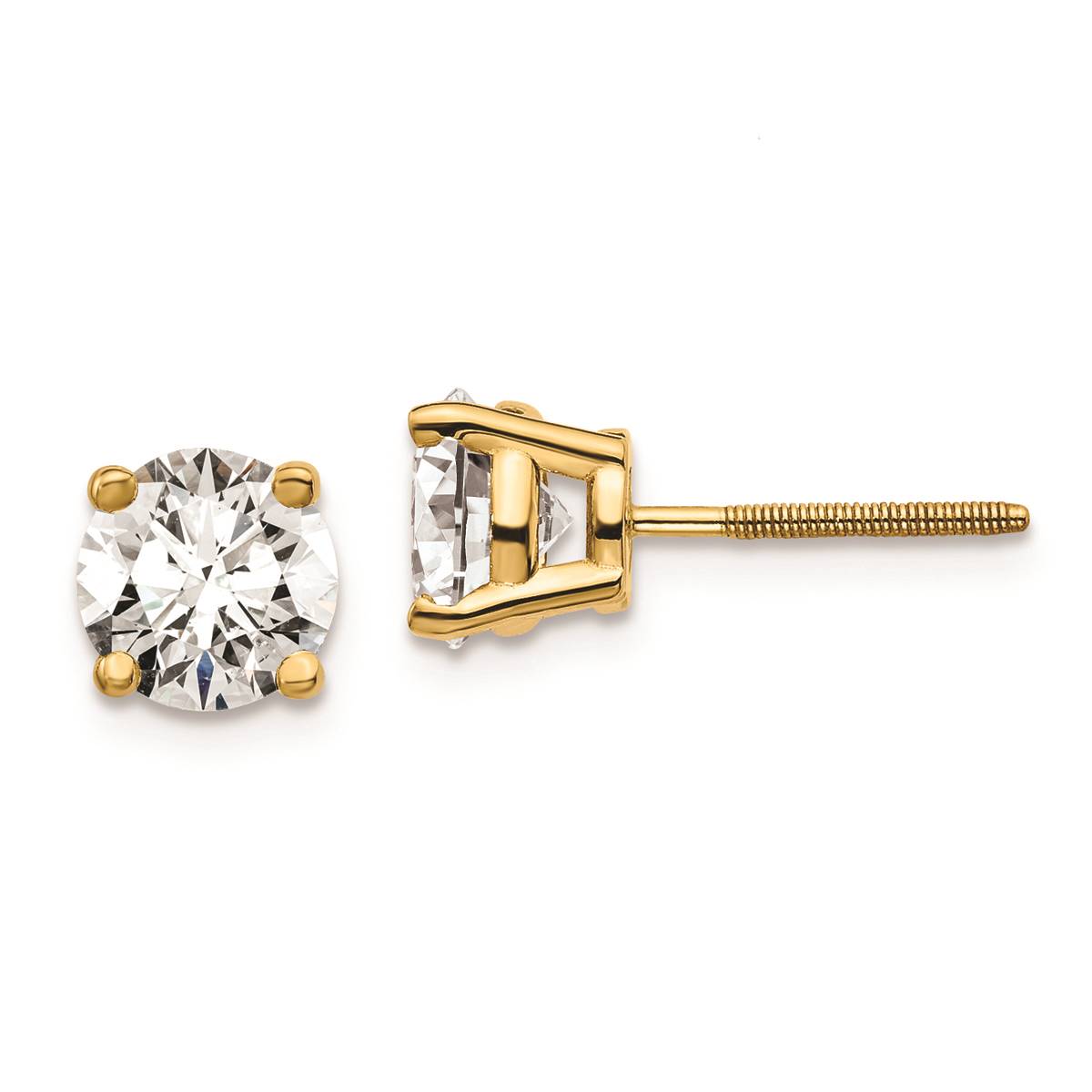 Pure Fire 14kt. Gold 2ctw. 4-Prong Diamond Screw-Back Earrings