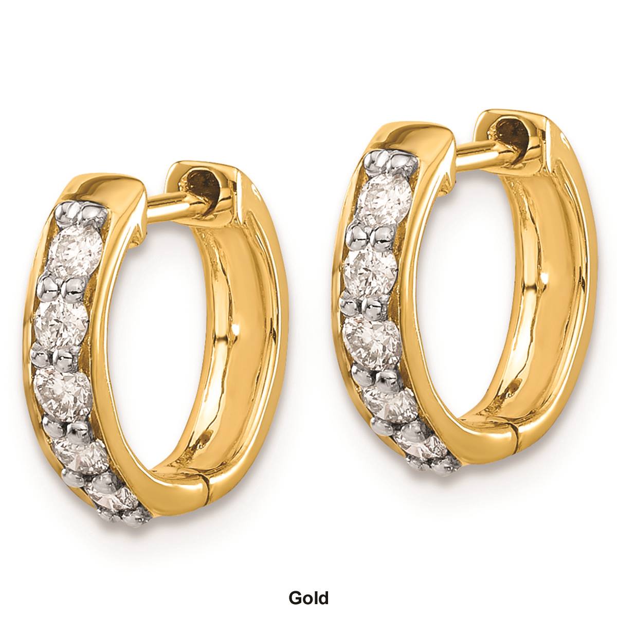 Pure Fire 14kt. Gold Lab Grown Diamond Hinged Hoop Earrings