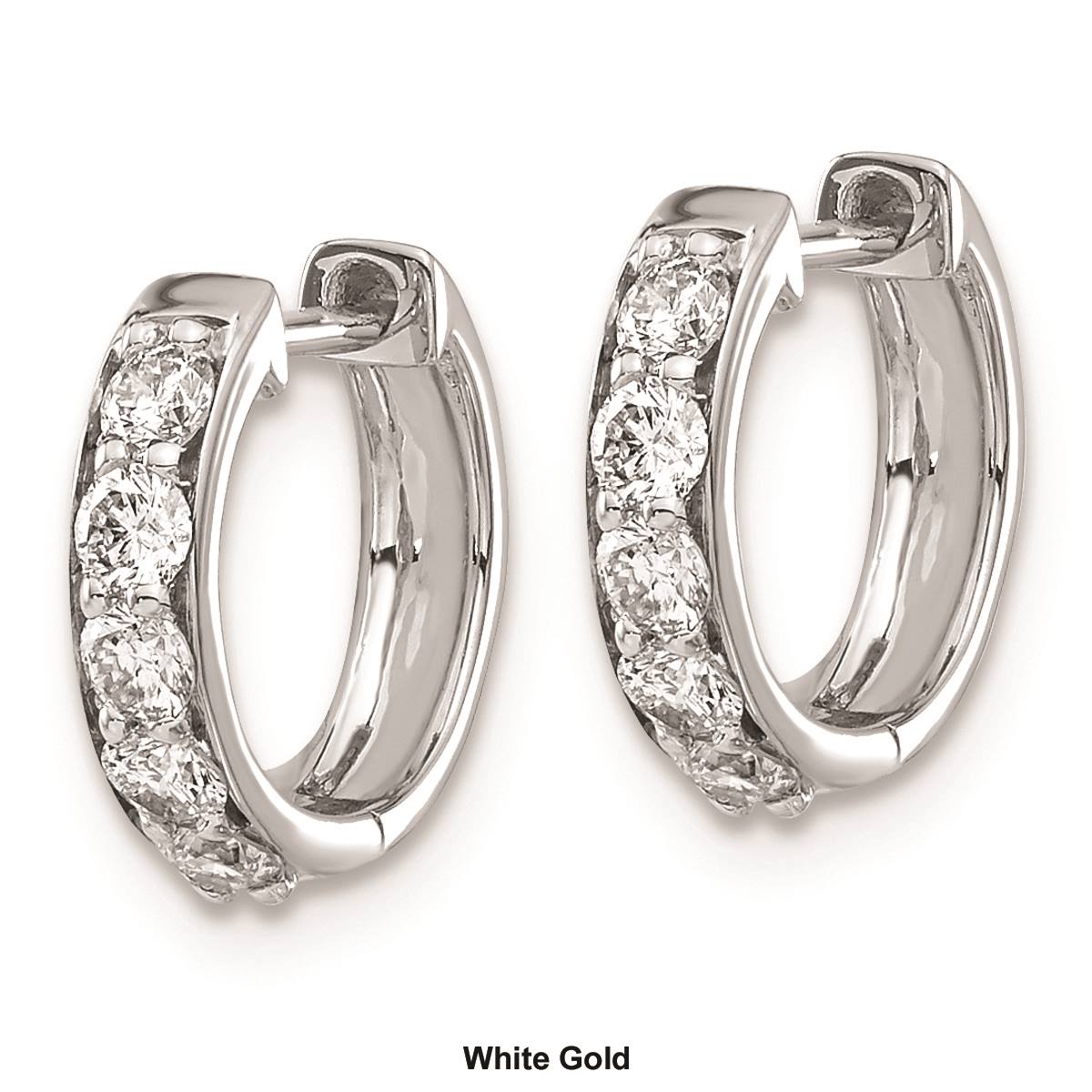 Pure Fire 14kt Gold 1/2ctw Lab Grown Diamond Hinged Hoop Earrings