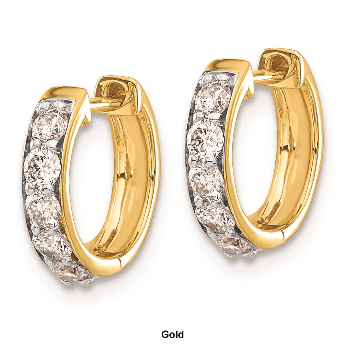 Pure Fire 14kt Gold 1/2ctw Lab Grown Diamond Hinged Hoop Earrings