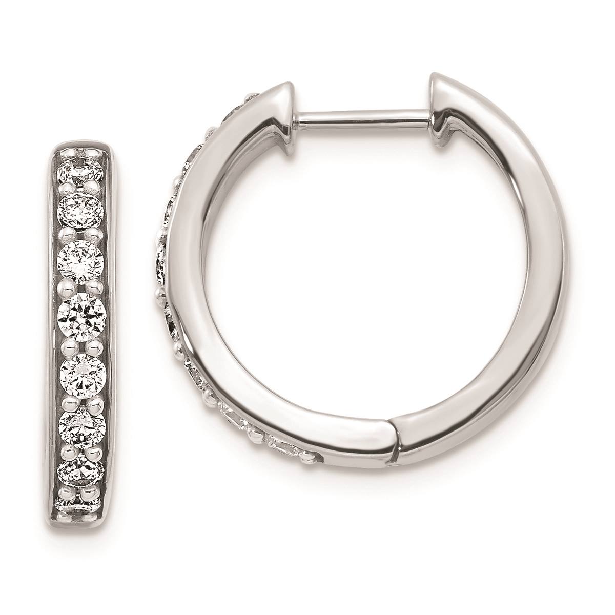 Pure Fire 14kt. White Gold 1/2ctw. Diamond Polished Hoop Earrings