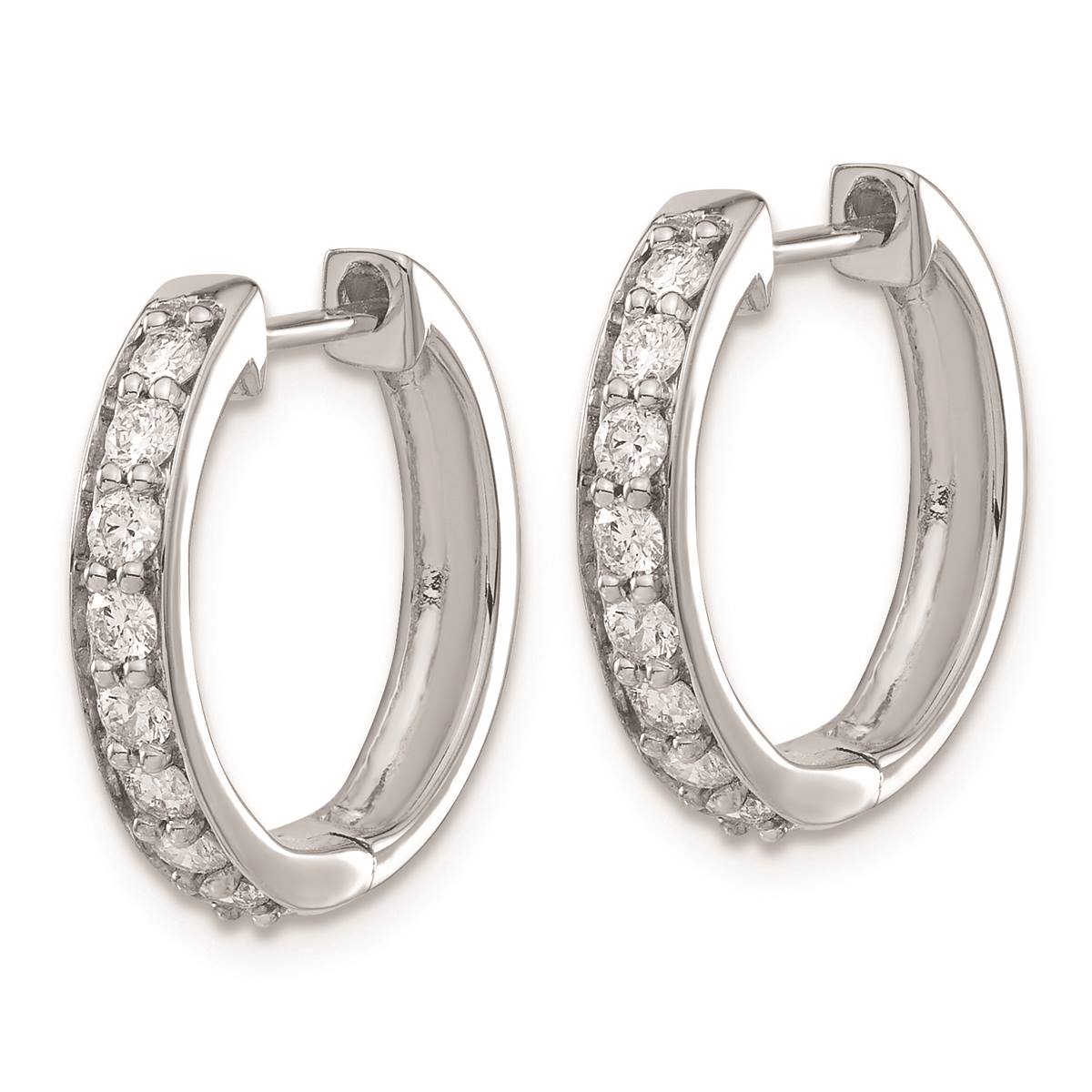 Pure Fire 14kt. White Gold 1/2ctw. Diamond Polished Hoop Earrings