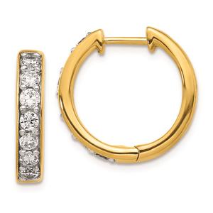 Pure Fire 14kt. Gold 1ctw. Diamond Polished Hoop Earrings