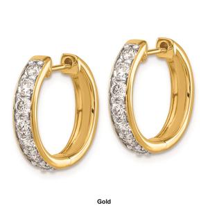 Pure Fire 14kt. Gold 1ctw. Diamond Polished Hoop Earrings alternate view