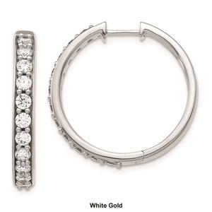 Pure Fire 14kt. Gold 1 1/2ctw. Diamond Polished Hoop Earrings alternate view