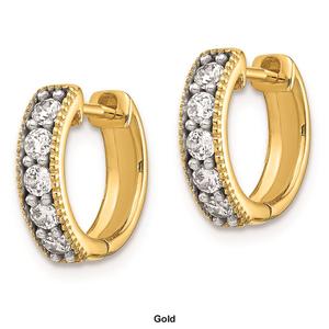 Pure Fire 14kt. Gold 1/3ctw. Diamond Milgrain Hoop Earrings alternate view