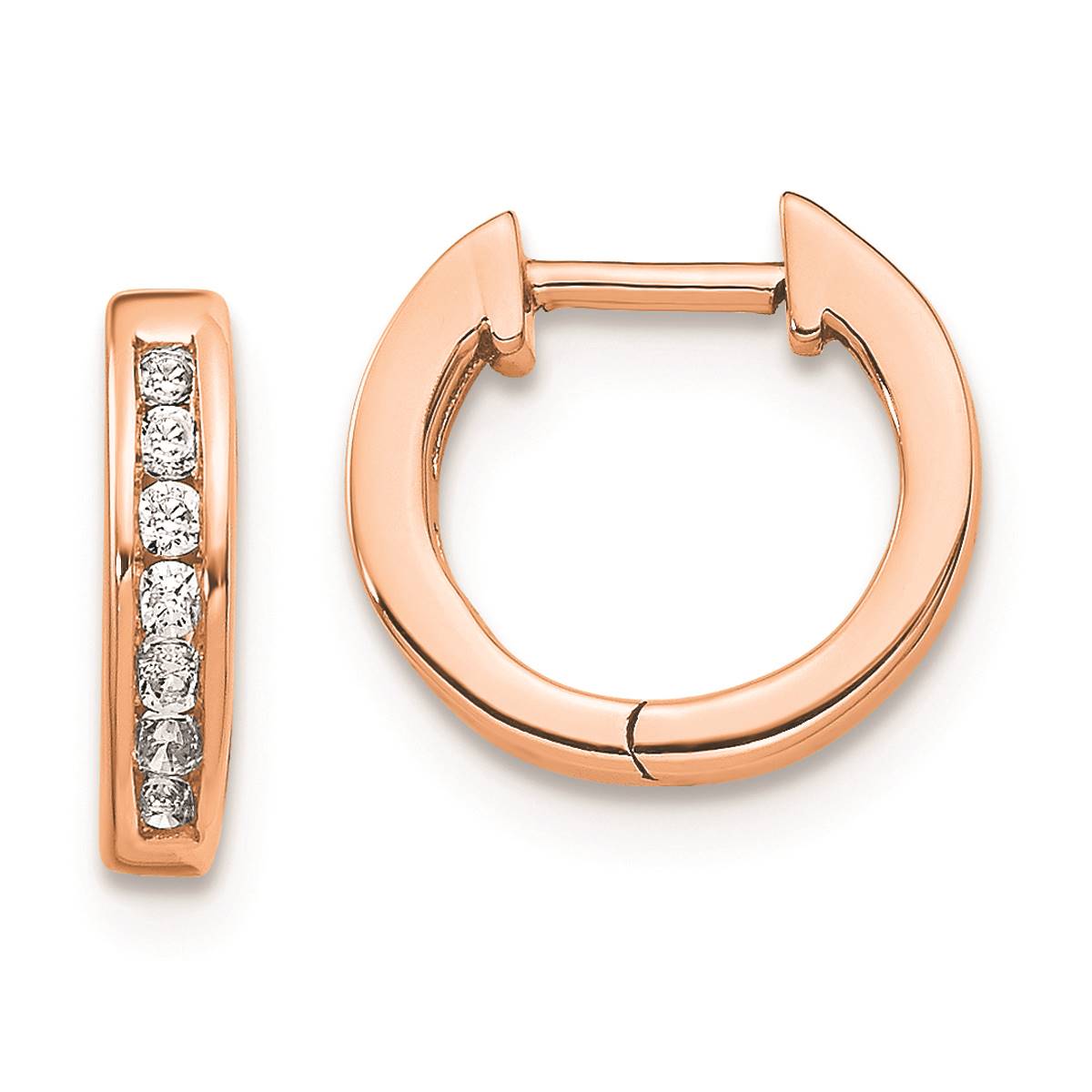 Pure Fire 14kt. Rose Gold Diamond Hinged Hoop Earrings