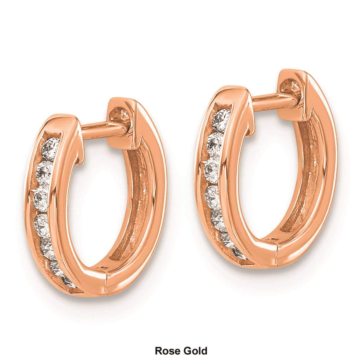 Pure Fire 14kt. Rose Gold Diamond Hinged Hoop Earrings