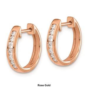 Pure Fire 14kt. Rose Gold 1/4ctw. Diamond Hinged Hoop Earrings alternate view