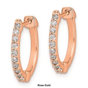Pure Fire 14kt. Rose Gold 1/5ctw. Diamond Hinged Hoop Earrings alternate view