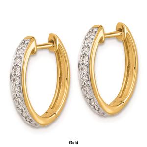 Pure Fire 14kt.Gold Polished 1/4ctw. Diamond Hinged Hoop Earrings alternate view