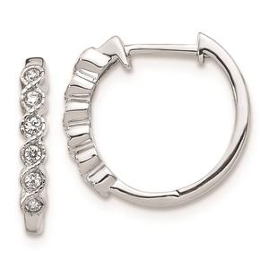 Pure Fire 14kt. White Gold 1/10ctw. Diamond Hinged Hoop Earrings