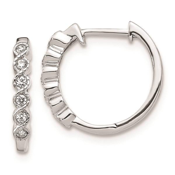 Pure Fire 14kt. White Gold 1/10ctw. Diamond Hinged Hoop Earrings