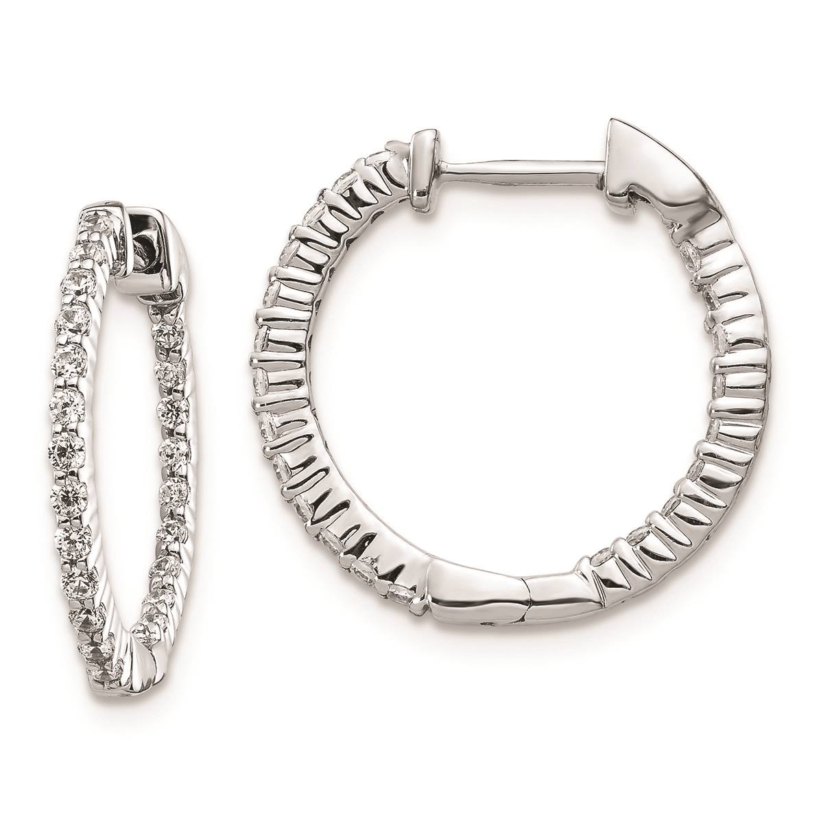 Pure Fire 14kt. White Gold Lab Grown Diamond Hinged Hoop Earrings