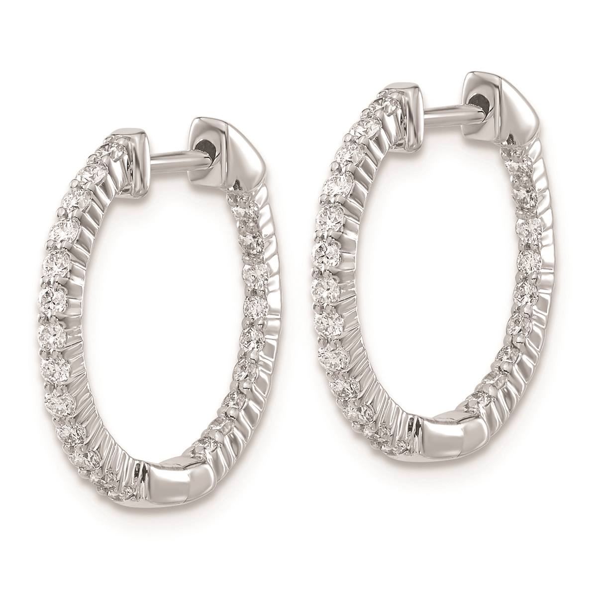 Pure Fire 14kt. White Gold Lab Grown Diamond Hinged Hoop Earrings