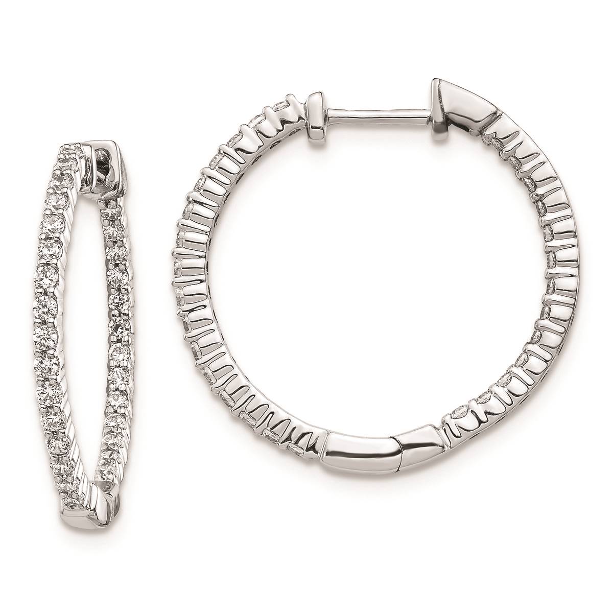 Pure Fire 14kt. White Gold Lab Grown Diamond Round Hoop Earrings