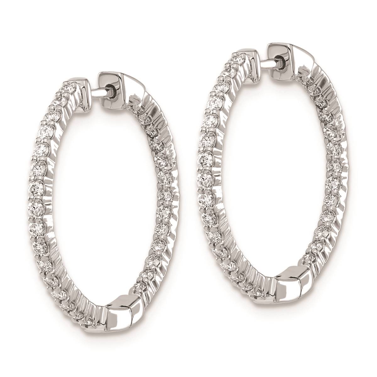 Pure Fire 14kt. White Gold Lab Grown Diamond Round Hoop Earrings