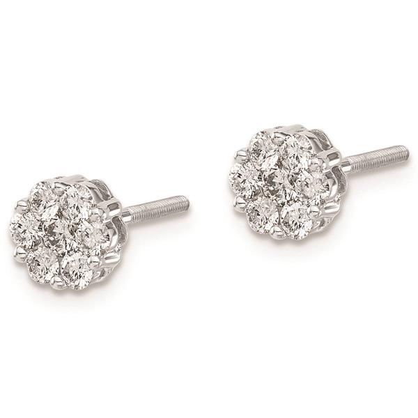 Pure Fire 14kt. White Gold 2/3ctw. Diamond Cluster Screw Earrings alternate view