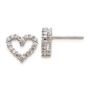 Pure Fire 14kt. White Gold Lab Grown Diamond Open Heart Earrings