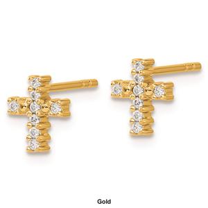 Pure Fire 14kt. Gold Lab Grown Diamond Cross Post Earrings alternate view
