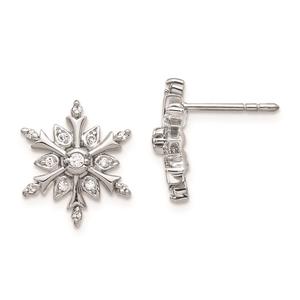 Pure Fire 14kt. White Gold Lab Grown Diamond Snowflake Earrings