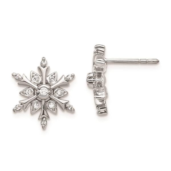 Pure Fire 14kt. White Gold Lab Grown Diamond Snowflake Earrings