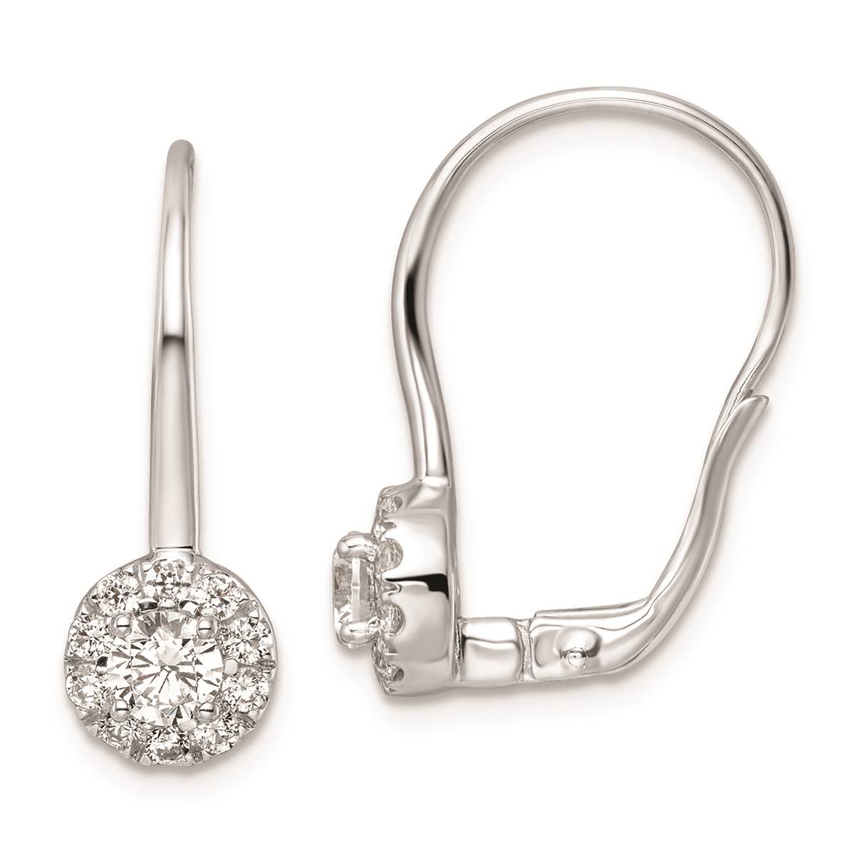 Pure Fire 14kt. White Gold 1 Ctw. Halo Style Drop Earrings