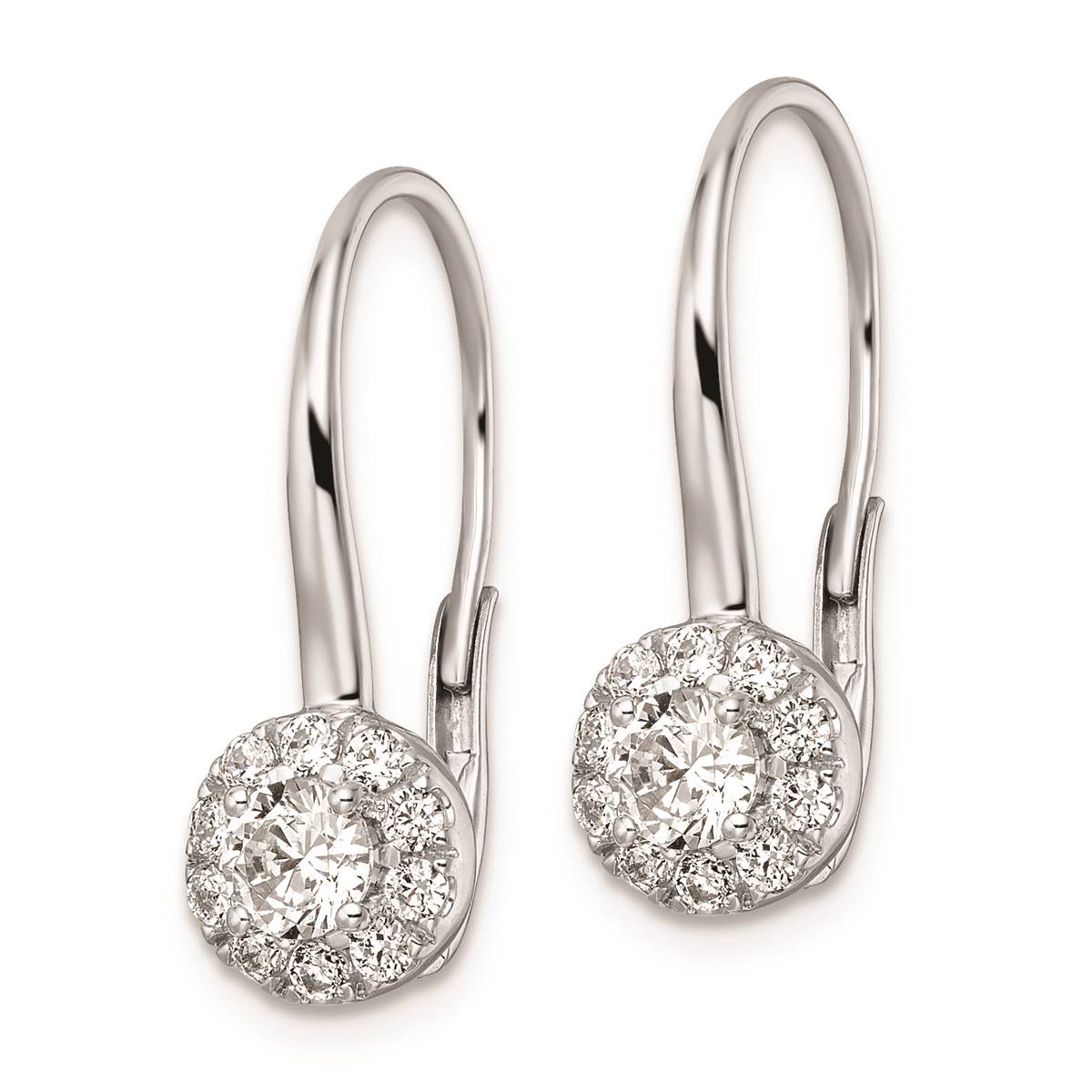 Pure Fire 14kt. White Gold 1 Ctw. Halo Style Drop Earrings