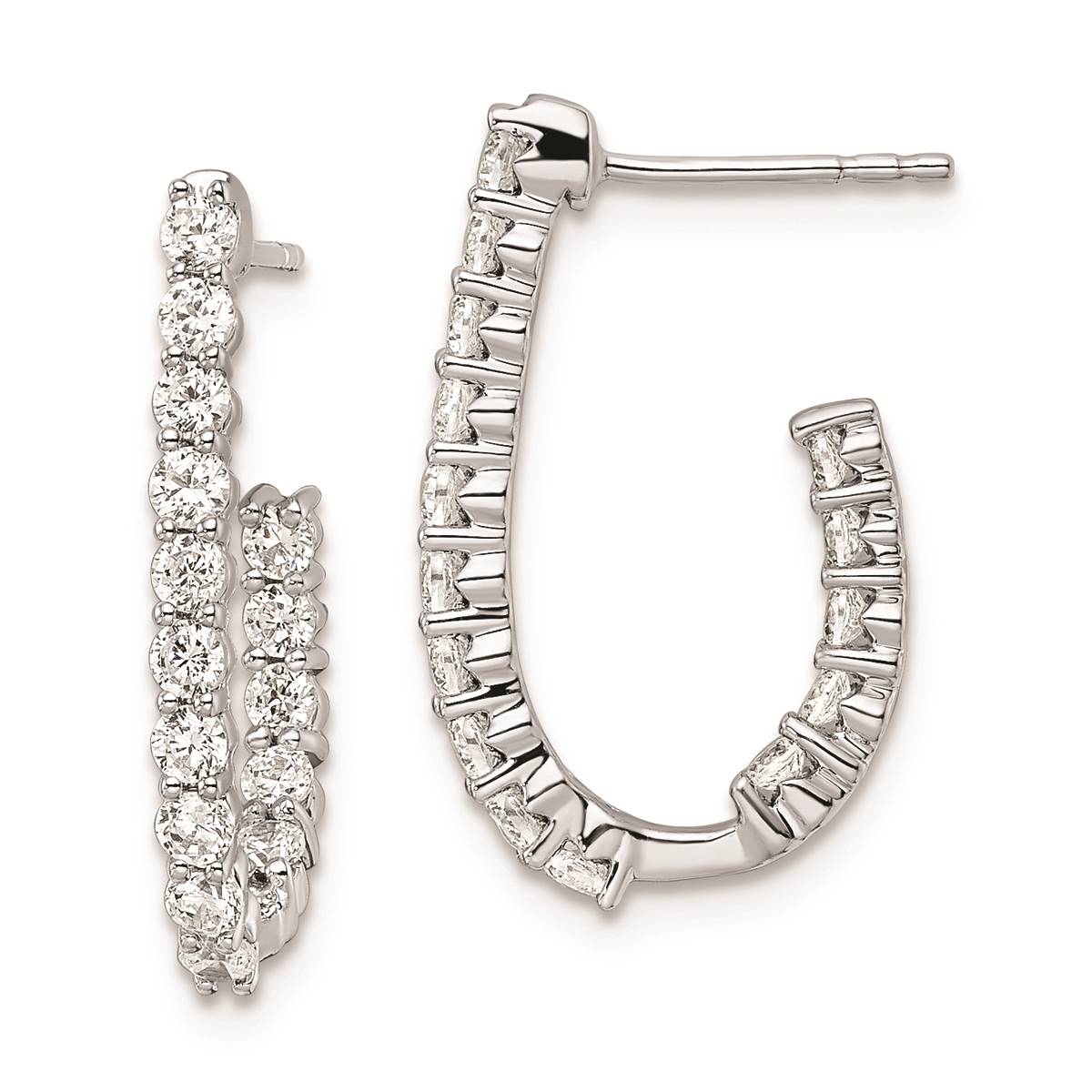 Pure Fire 14kt. White Gold 1ctw. Studded Diamond J-Hoop Earrings