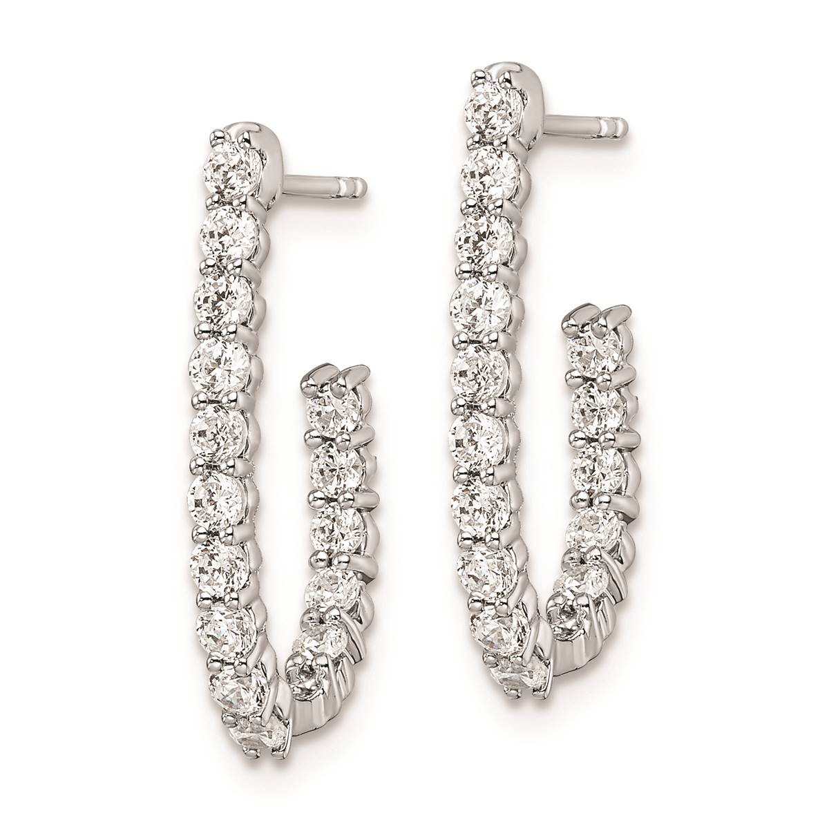 Pure Fire 14kt. White Gold 1ctw. Studded Diamond J-Hoop Earrings