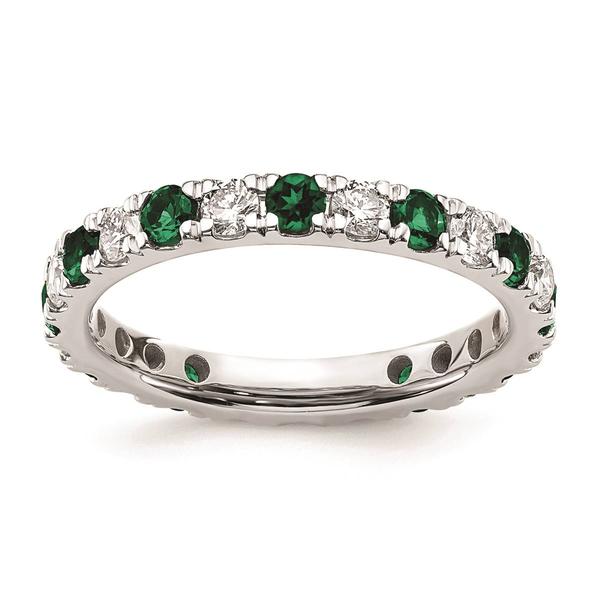 Pure Fire 14kt. White Gold Lab Created Emerald Eternity Band alternate view