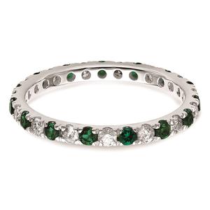Pure Fire 14kt. White Gold Lab Created Emerald Eternity Band alternate view