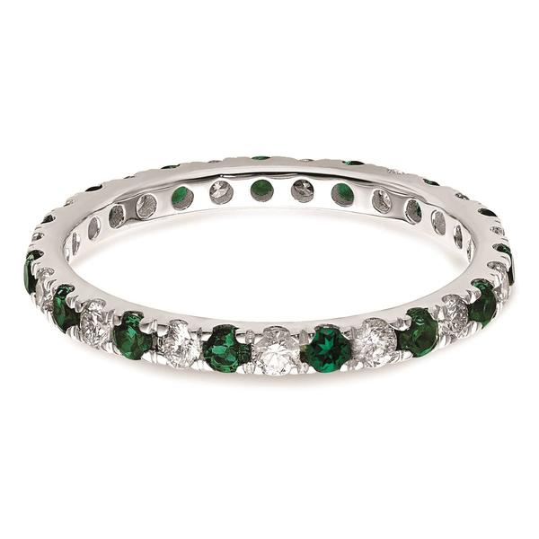 Pure Fire 14kt. White Gold Lab Created Emerald Eternity Band alternate view