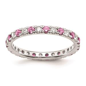 Pure Fire 14kt. White Gold Lab Created Pink Sapphire Band